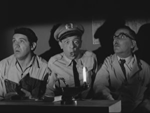 Goober, Barney and Floyd conduct a seance in "The Andy Griffith Show."