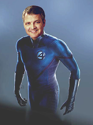 A little levity: the author's graphic illustration (from 2009) of the uber-flexible Dr. Al Mohler as Reed "Mr. Fantastic" Richards.